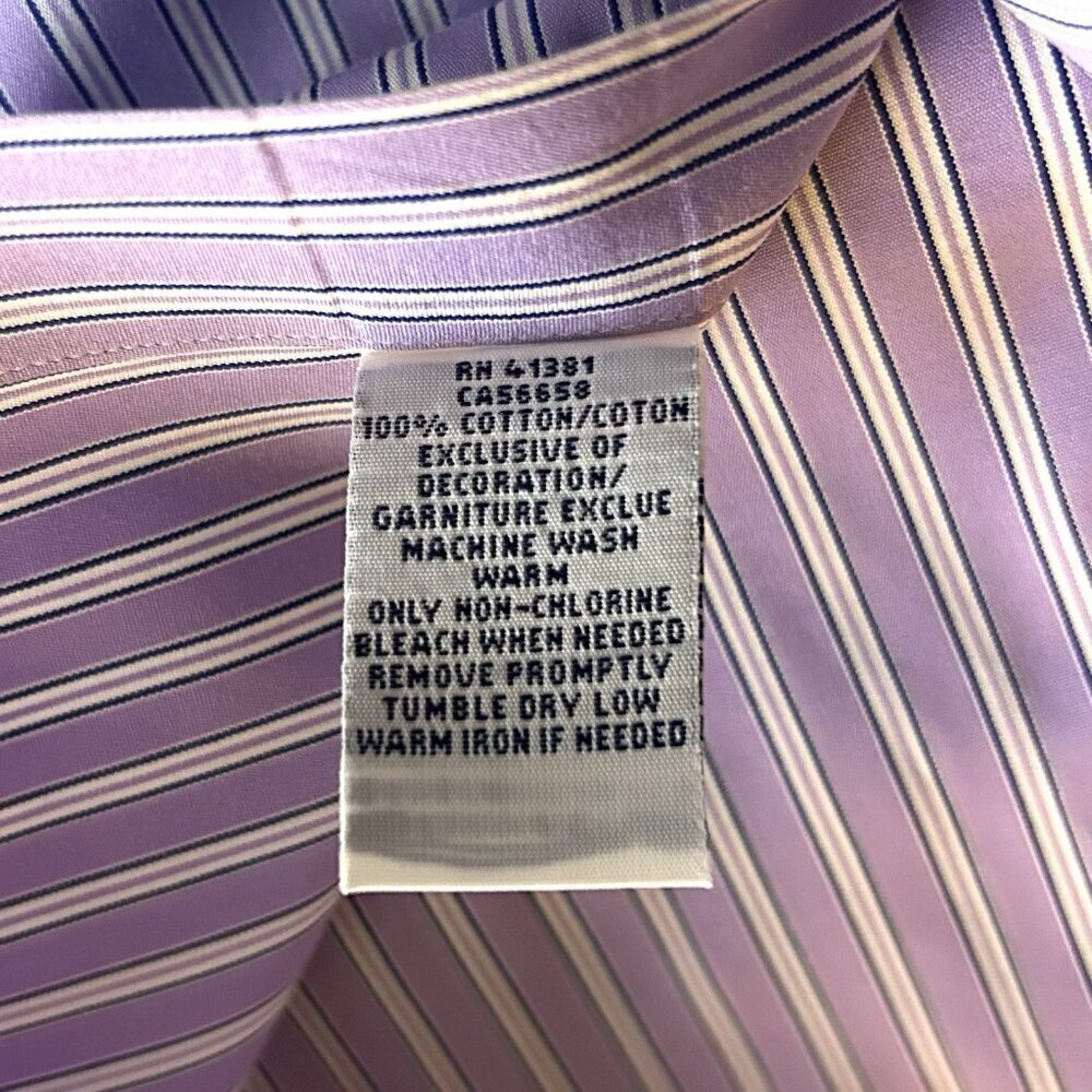 Ralph Lauren Men's Button Down Shirt Size 17.5 Purple Striped Long Sleeves EUC - Picture 11 of 11
